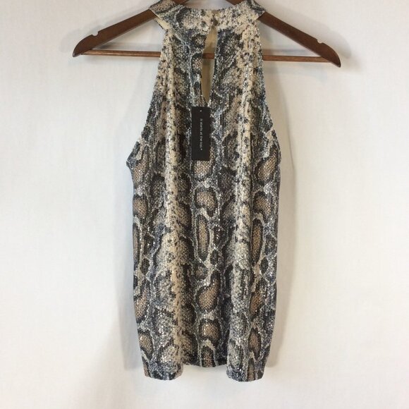 Cable & Gauge Size Small Women's Snake Skin Halter Top with Sequins NWOT - Picture 4 of 8